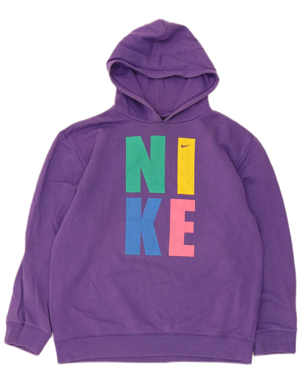 Nike Mädchen-Kapuzenpullover mit Grafik, 12–13 Jahre, lila Baumwolle