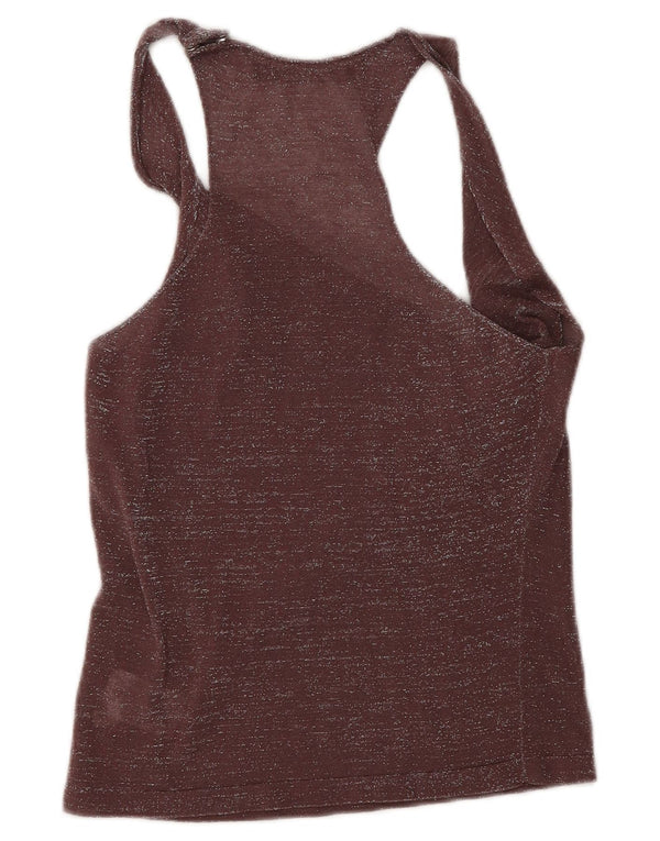 Liu Jo Damen Crop Vest Top IT 40 Small Braun gesprenkelte Baumwolle