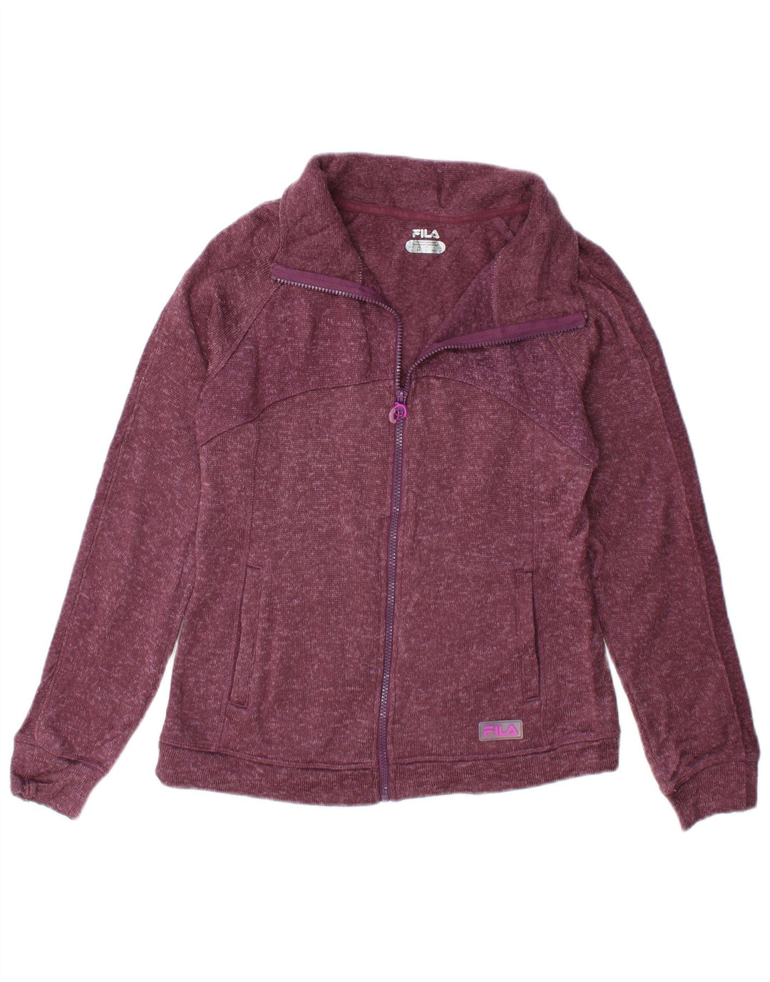 Fila Damen-Trainingsanzug-Top-Jacke, UK 10, klein, Burgunderrot geflecktes Polyester