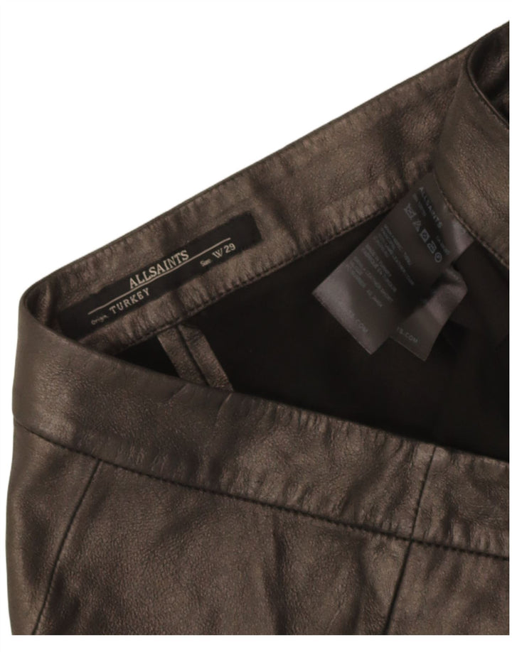 All Saints Damen Leder-Hotpants W29 Medium Schwarz
