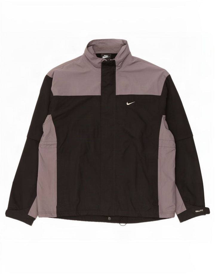 Nike Herren-Trainingsanzug-Topjacke, großes, schwarzes Farbblock-Polyester
