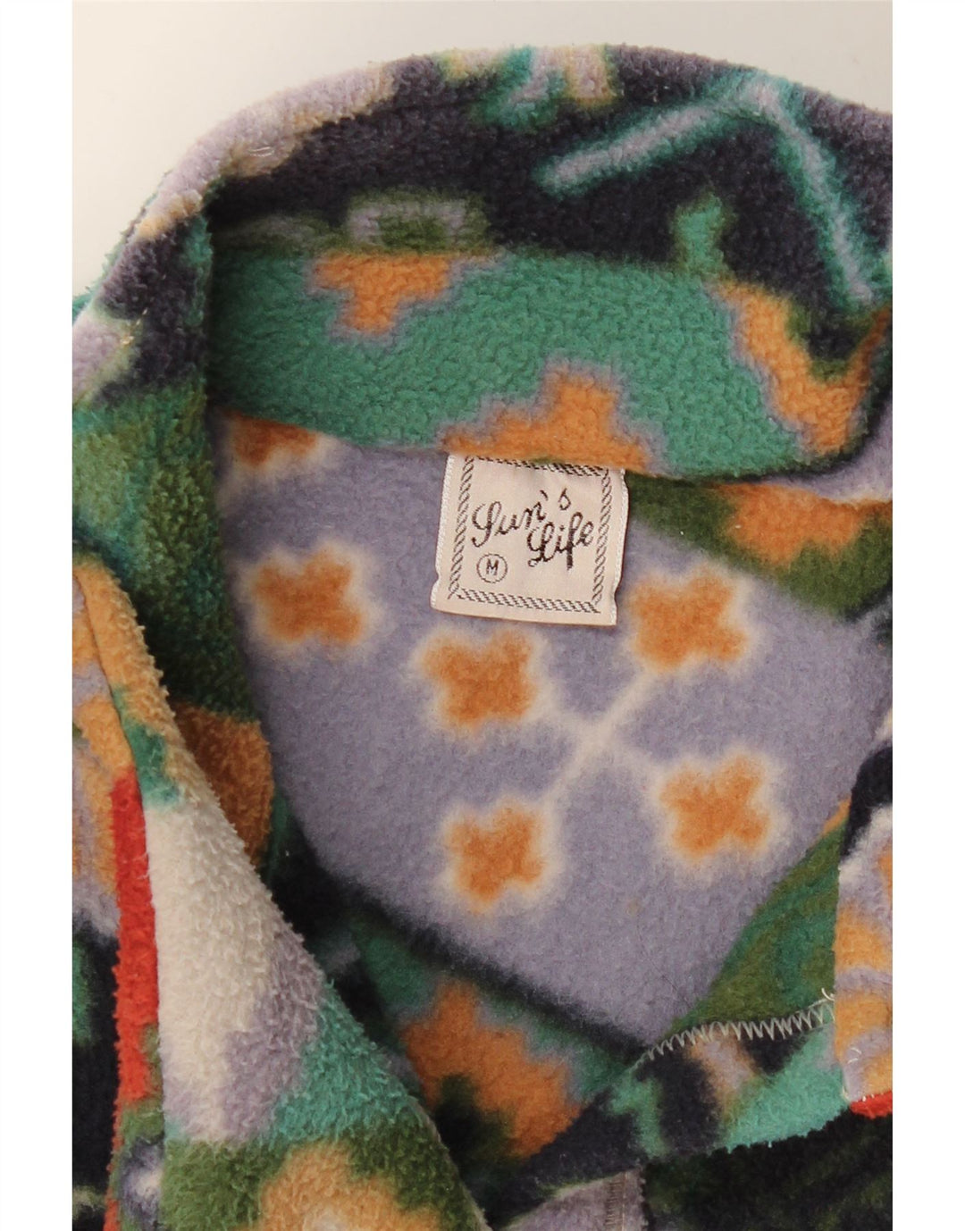 Vintage Damen Fleecejacke UK 14 Medium Mehrfarbig Geometrisch