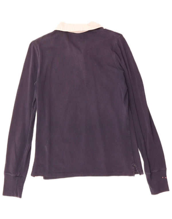 POLO RALPH LAUREN Damen Langarm-Poloshirt UK 12 Medium Marineblau