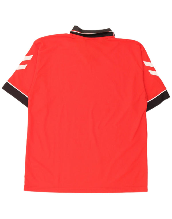 Hummel Herren-Poloshirt mit Grafik, 2XL, rotes Farbblock-Polyester