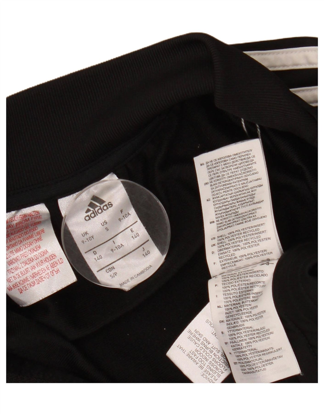 ADIDAS Jungen-Trainingsanzug-Top-Jacke, 9–10 Jahre, schwarzes Polyester