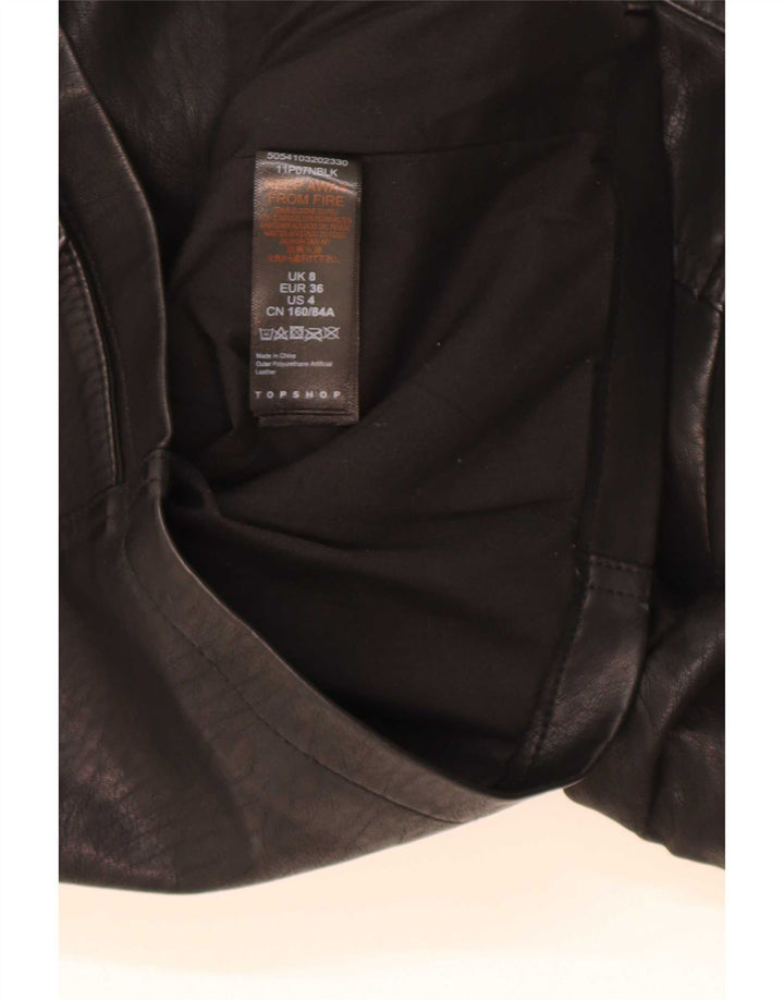 Topshop Damen-Bikerjacke aus Kunstleder, Gr. 8, Schwarz, Polyester