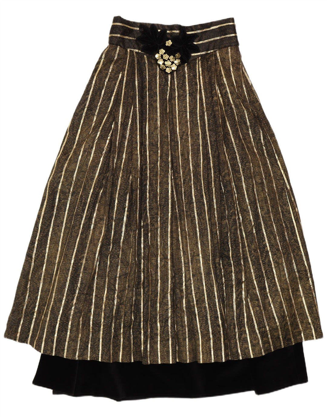 PFISTER Damen-Rock in A-Linie mit hoher Taille, EU 38, Mittel W26, Gold gestreift