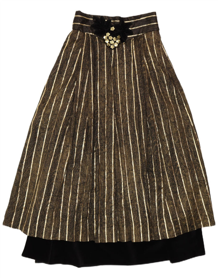 PFISTER Damen-Rock in A-Linie mit hoher Taille, EU 38, Mittel W26, Gold gestreift