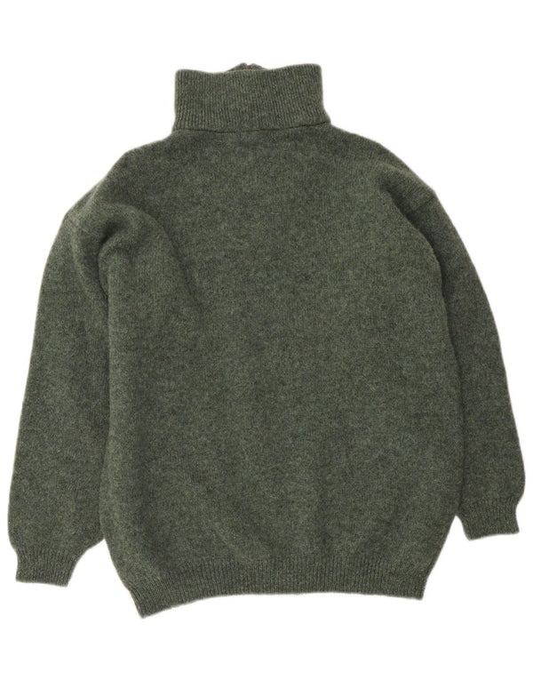 Vintage Herren-Pullover mit Reißverschluss, XL, Khaki, Schurwolle