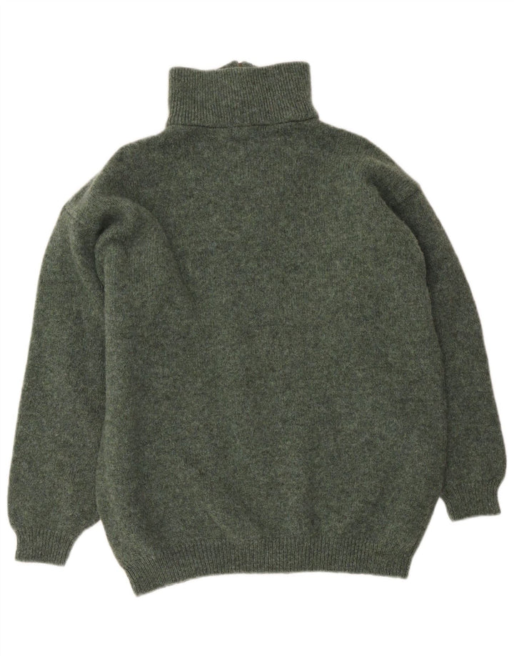 Vintage Herren-Pullover mit Reißverschluss, XL, Khaki, Schurwolle