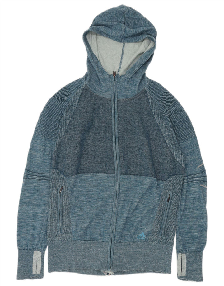 Adidas Herren-Cardigan mit Kapuze, groß, blau geflecktes Polyester
