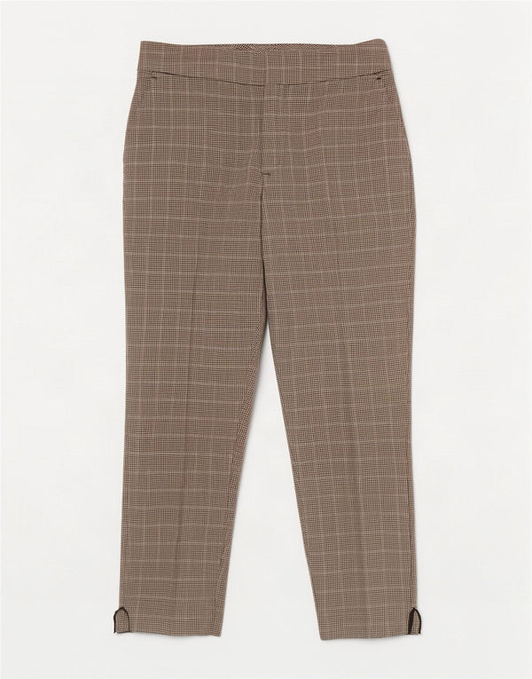 Zara Damen Crop Slim Chino-Hose, Größe L, W30, L26, Beige Hahnentrittmuster