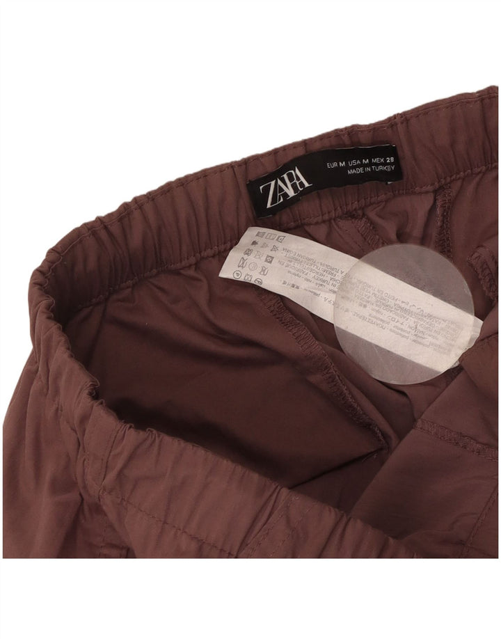 Zara Damen-Cargohose mit weitem Bein, mittelgroß, W28, L30, braun, Polyester