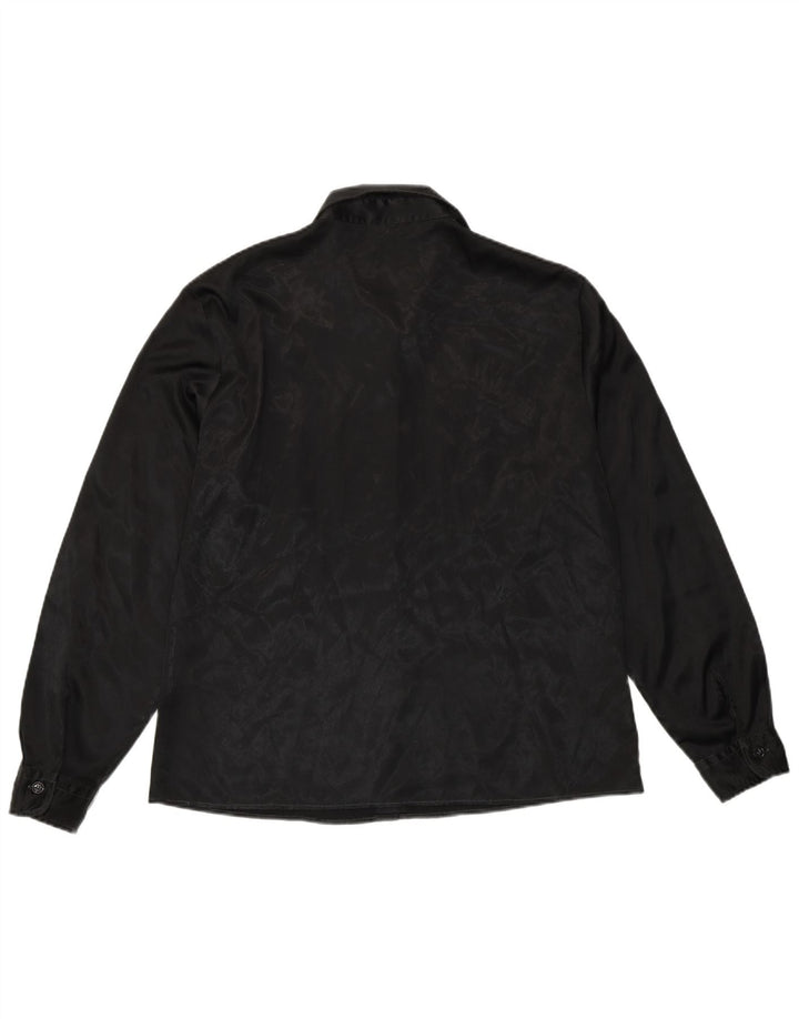 Benetton Damen-Hemd IT 48 XL, schwarzes Polyester mit Animal-Print