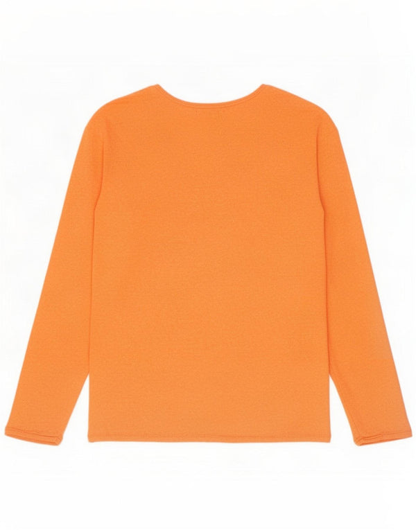 Zara Herren-Pullover mit U-Boot-Ausschnitt XL, orange gefleckte Baumwolle