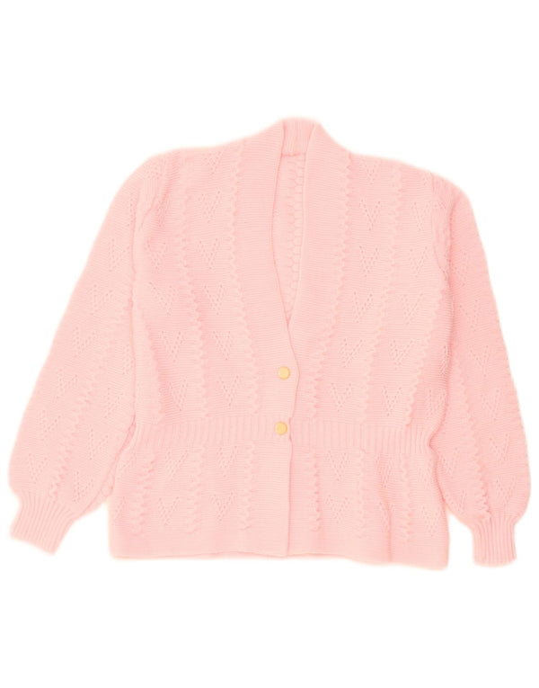 Vintage Damen Cardigan Pullover UK 14 Mittelrosa Acryl