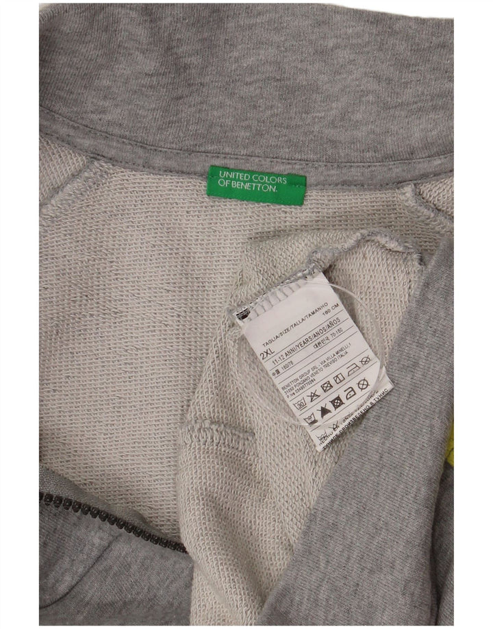Benetton Jungen-Trainingsanzugoberteil mit Grafik, 11–12 Jahre, 2XL, grau meliert