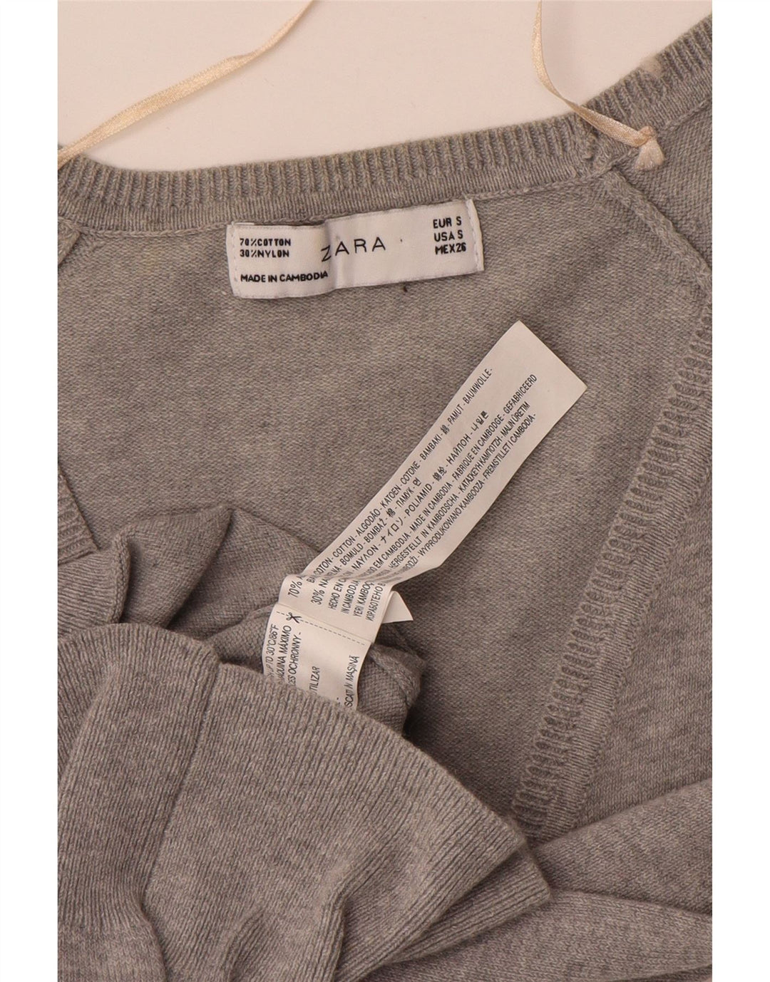 Zara Damen-Cardigan-Pullover UK 10 Small Graue Baumwolle