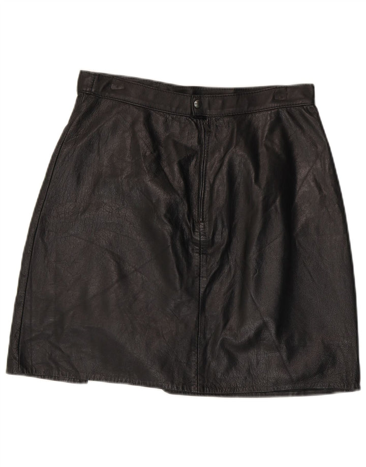 VINTAGE Damen Mini-Lederrock W28 Mittelschwarz
