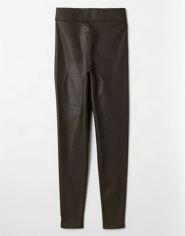 Marks & Spencer Damen-Leggings aus Kunstleder, UK 12, mittleres Khaki, Polyester