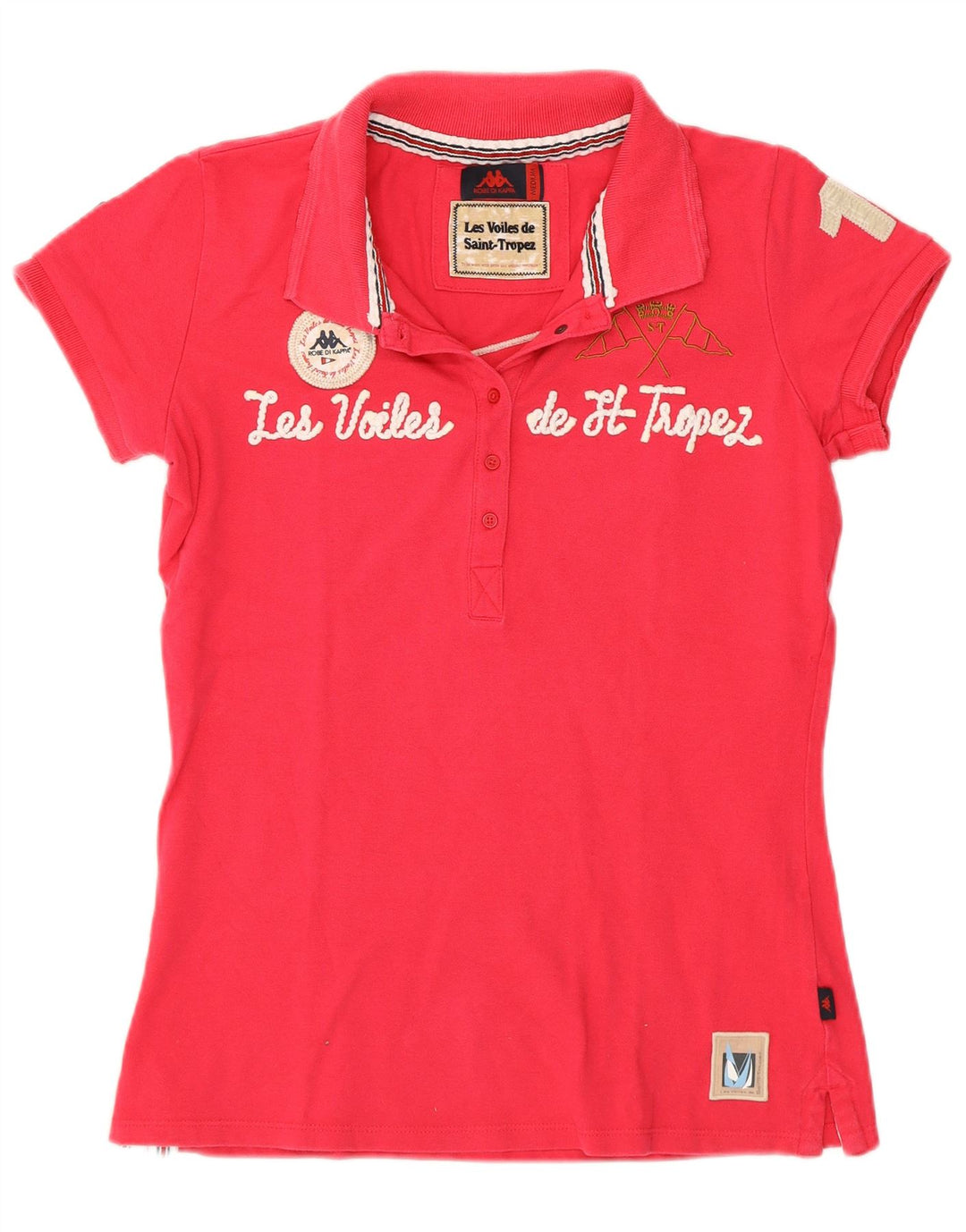 Kappa Damen Grafik-Poloshirt UK 12 Mittelrosa Baumwolle