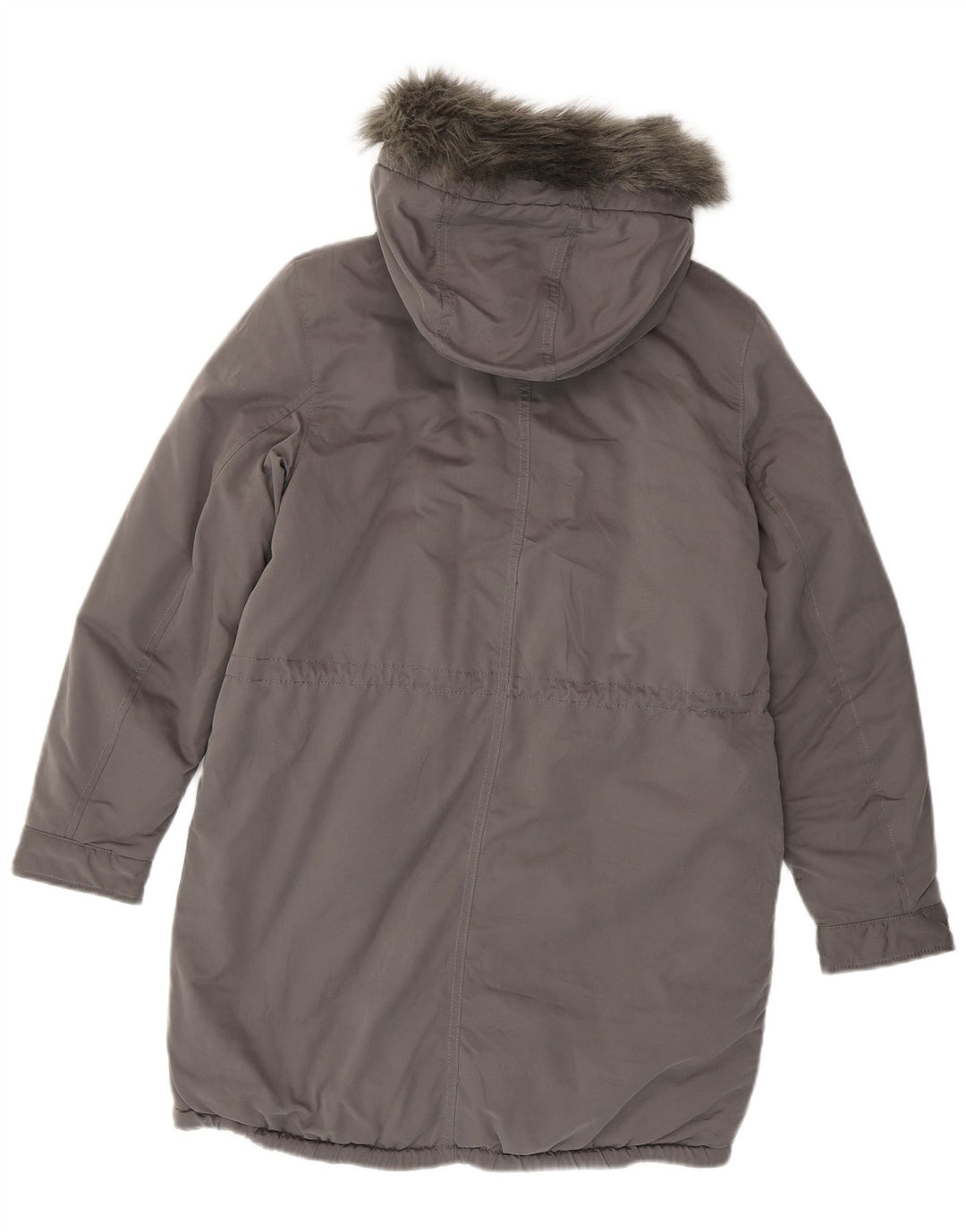 Benetton Wattierter Damenmantel mit Kapuze, UK 14, Größe L, Grau