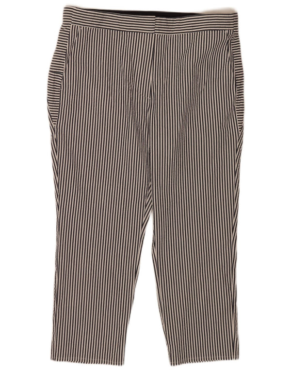 Schmale, verkürzte Damenhose von Zara, Größe 2XL, W34, L24, blau gestreift