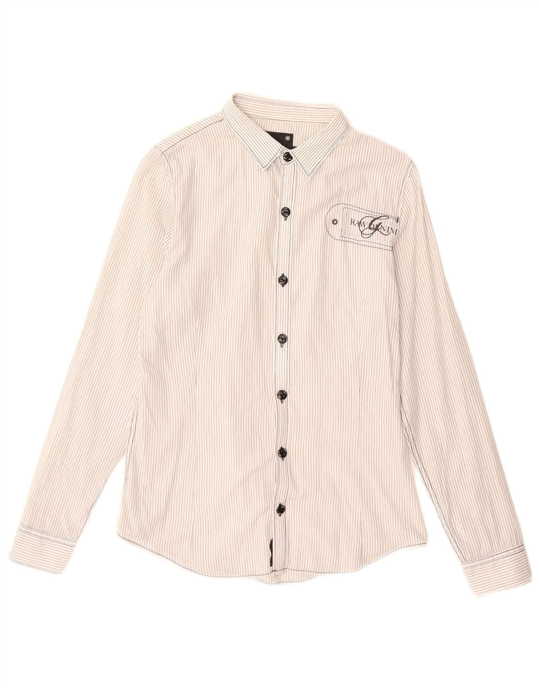 G-Star Damen Graphic Shirt UK 14 Mittelweiße Nadelstreifen-Baumwolle