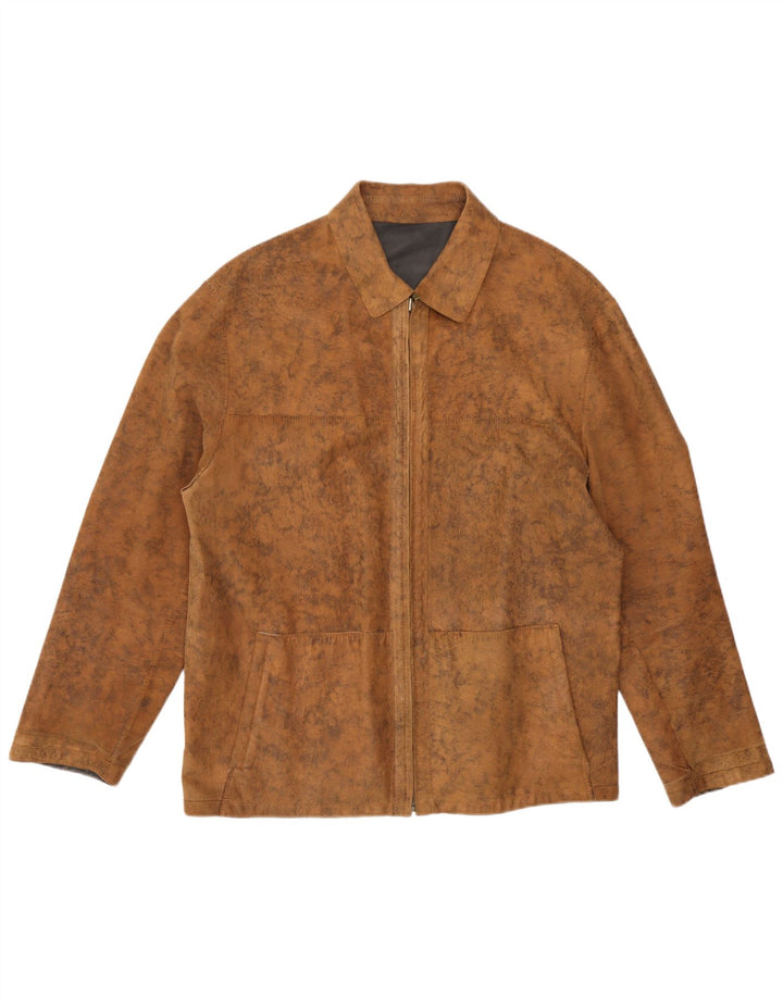 Vintage Herren Wende-Lederjacke EU 56 3XL Braun