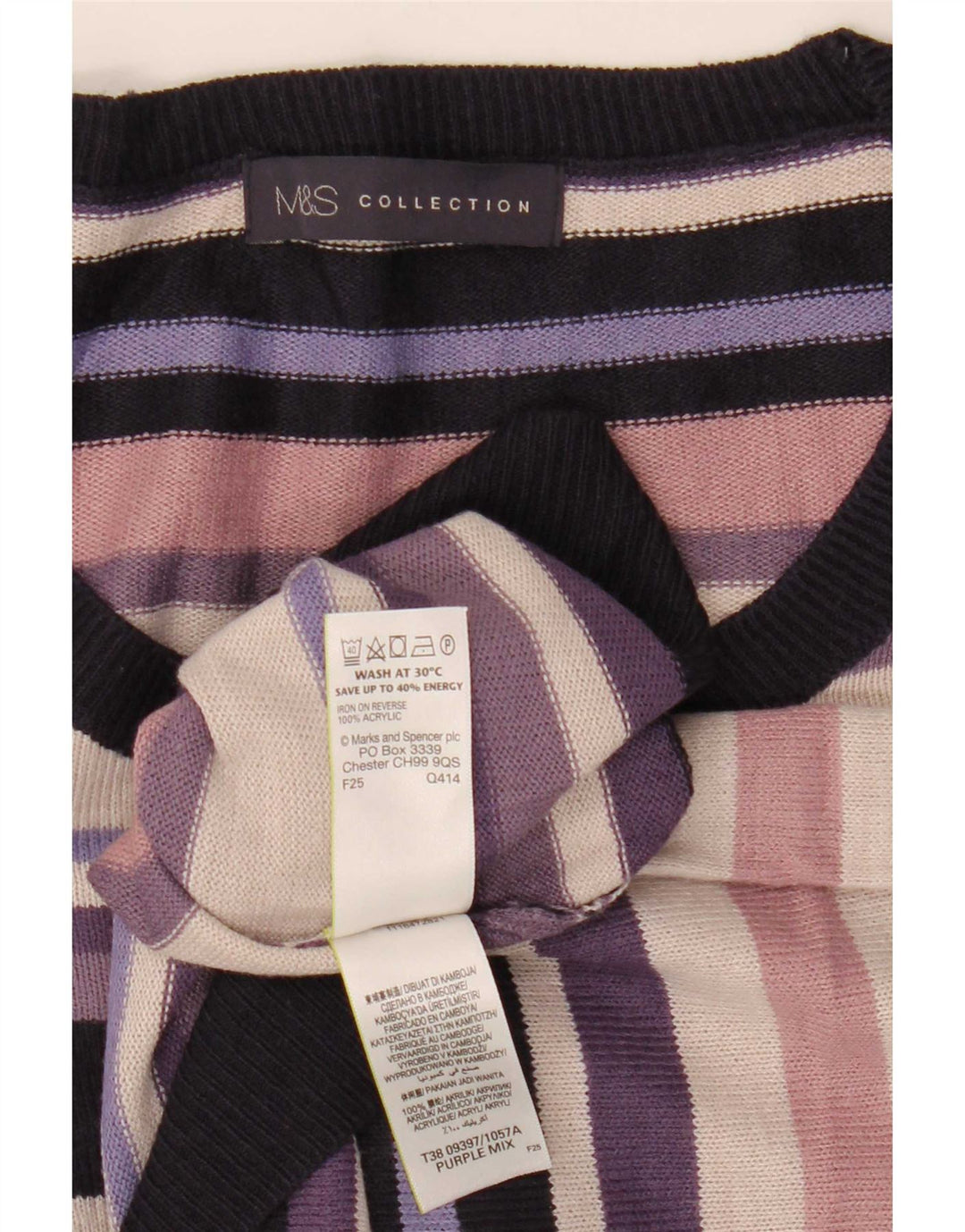 Marks & Spencer Damen-Pullover mit U-Boot-Ausschnitt, Gr. 42, Größe L, mehrfarbig