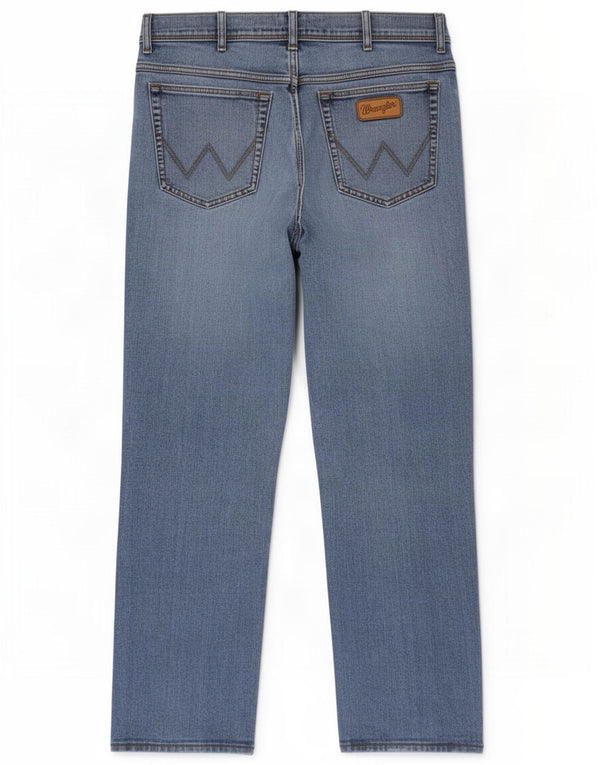 Wrangler Herren Texas Distressed Straight Jeans W36 L34 Blaue Baumwolle