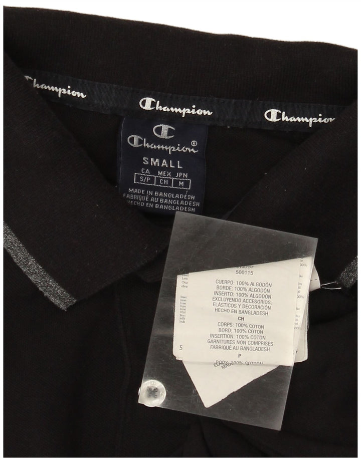 CHAMPION Herren-Langarm-Poloshirt, Größe S, Schwarz, Baumwolle