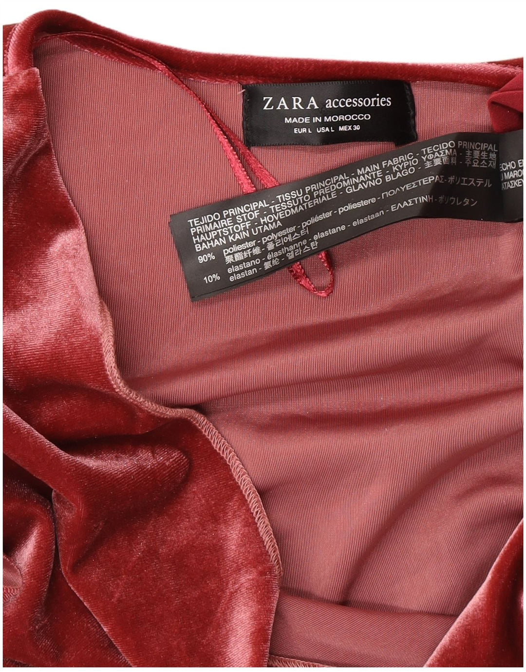 Zara Damen Velours-Bodysuit UK 16 Large Rosa Polyester