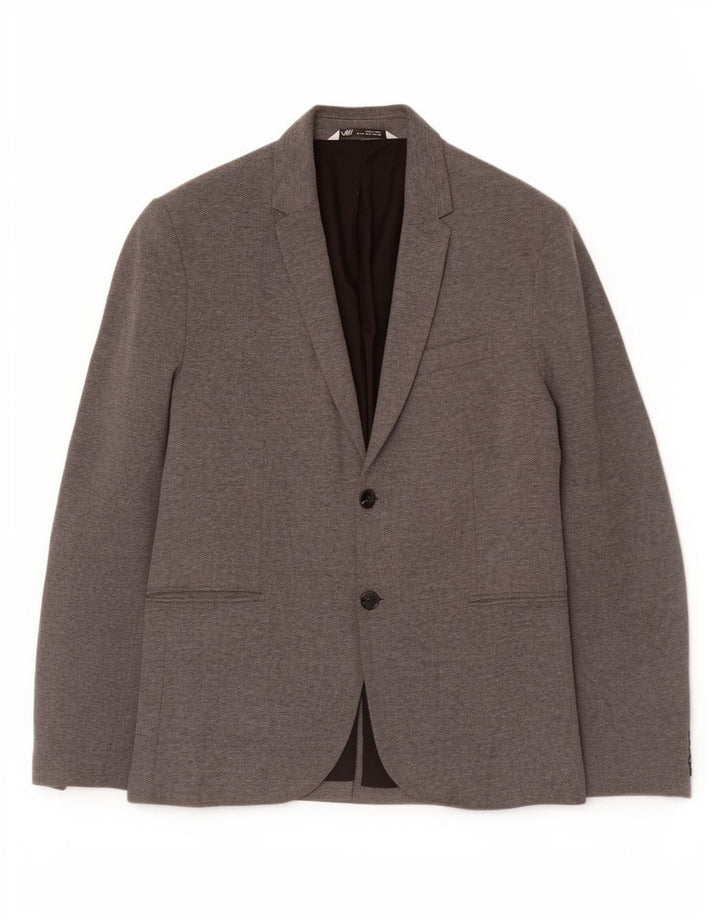 Zara Herren-Blazer mit 2 Knöpfen, UK 42, XL, grau, Polyester, klassisch