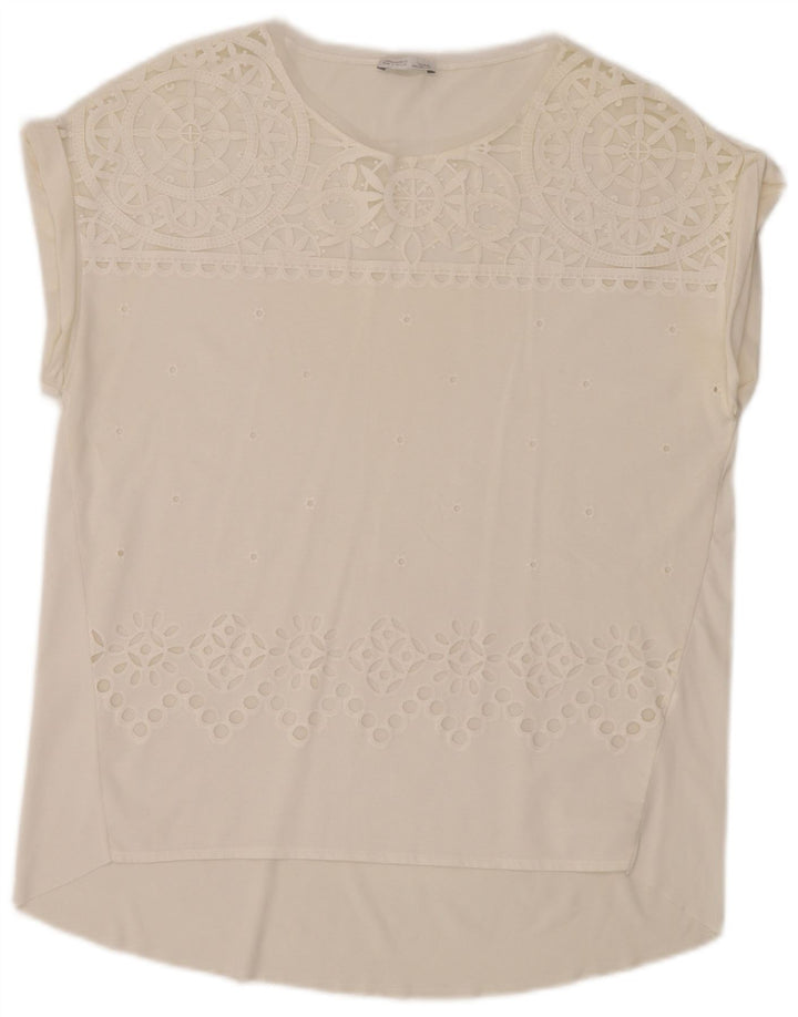 Zara Damen-Blusenoberteil, UK-Größe 44, mittelweiß, geblümt