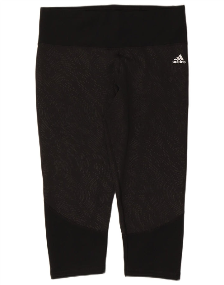 ADIDAS Damen Climalite Capri Leggings UK 16/18 Large Schwarz Polyester