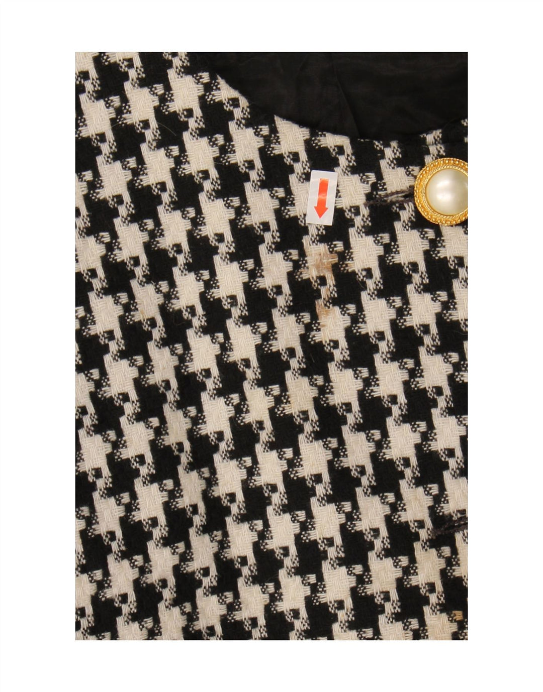 VINTAGE Womens 3 Button Blazer Jacket IT 48 XL Black Houndstooth Wool Vintage Vintage and Second-Hand Vintage from Messina Hembry 