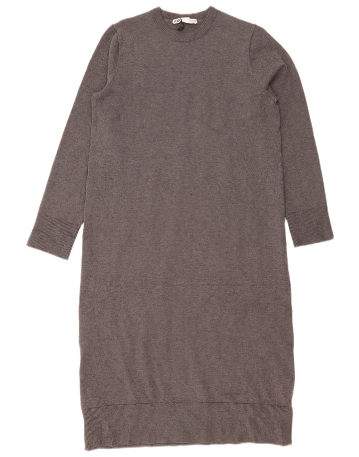 ZARA Damen Pulloverkleid UK 14 Große graue Viskose