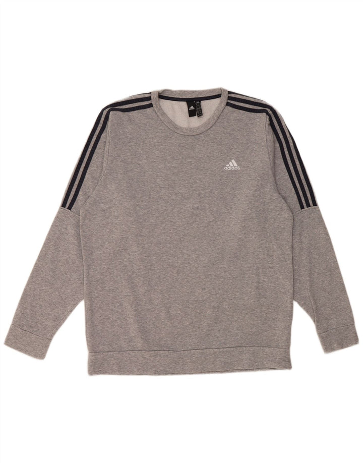 Adidas Herren-Sweatshirt-Pullover, große, grau gefleckte Baumwolle