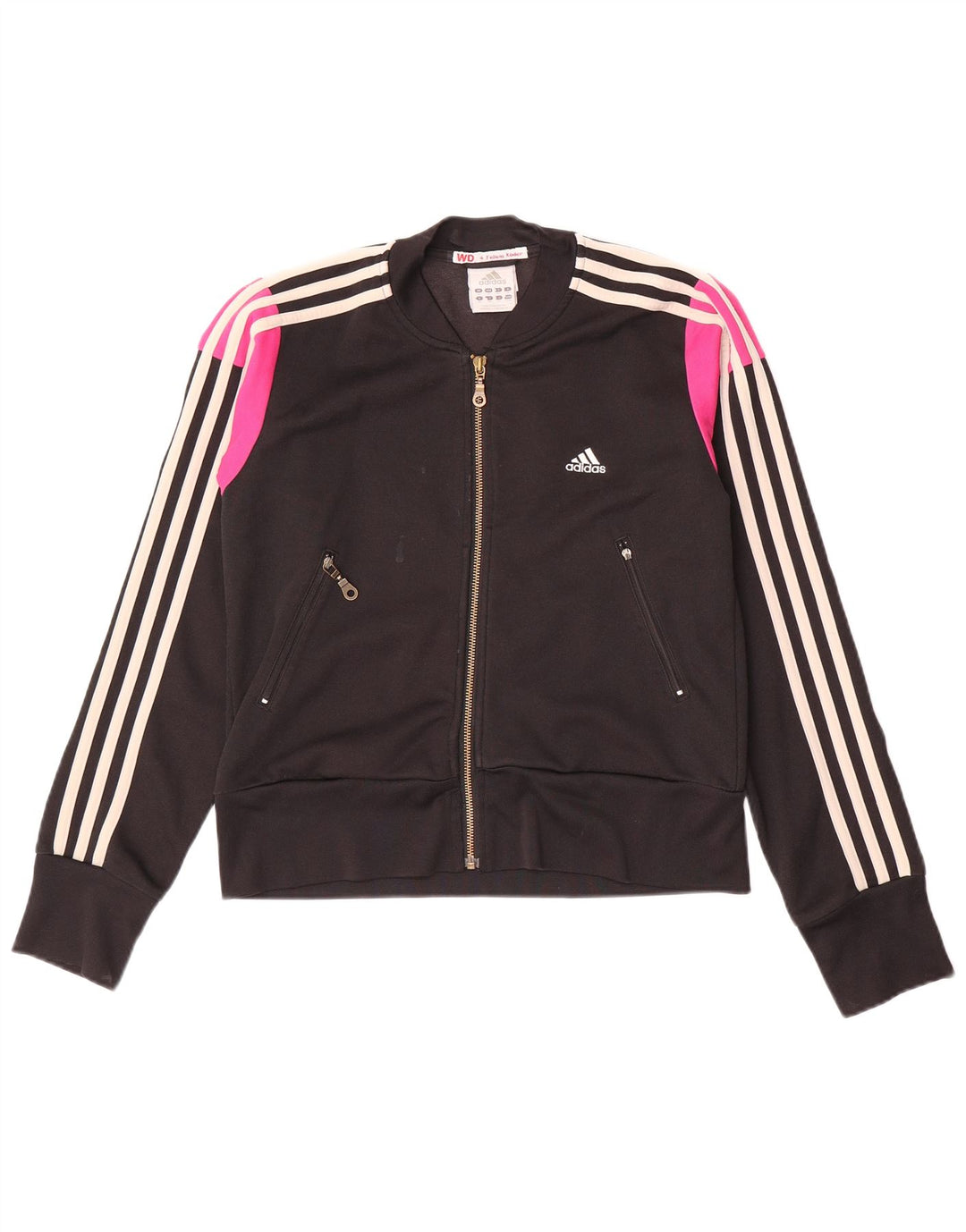 Adidas Damen-Trainingsanzug-Oberteiljacke UK 12 Mittelschwarze Colourblock-Baumwolle