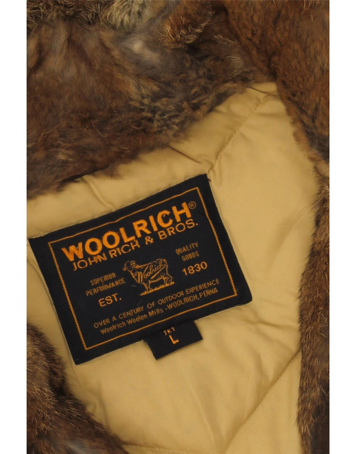 Woolrich Wattierter Damenmantel mit Kapuze, UK 16, Größe L, Beige, Baumwolle