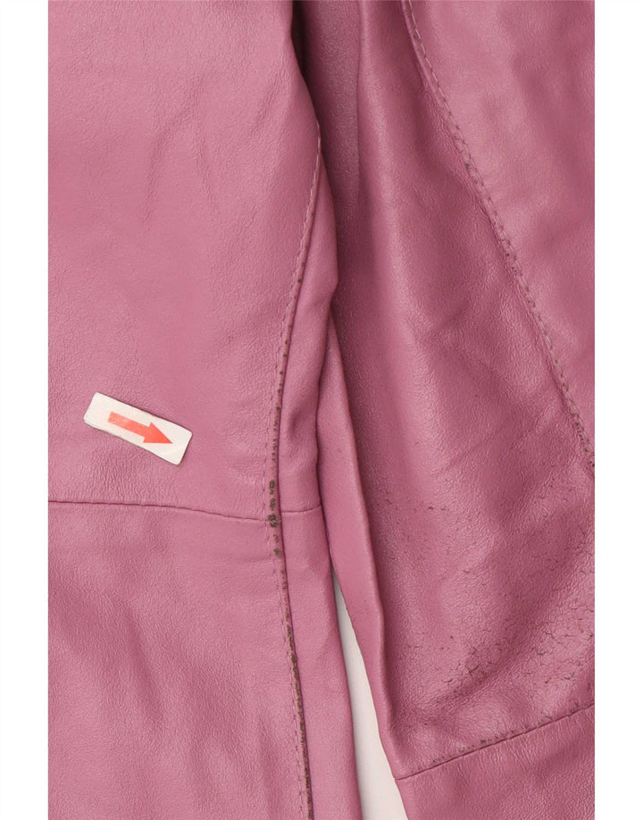 Vintage Damen Ledermantel UK 12 Mittelrosa