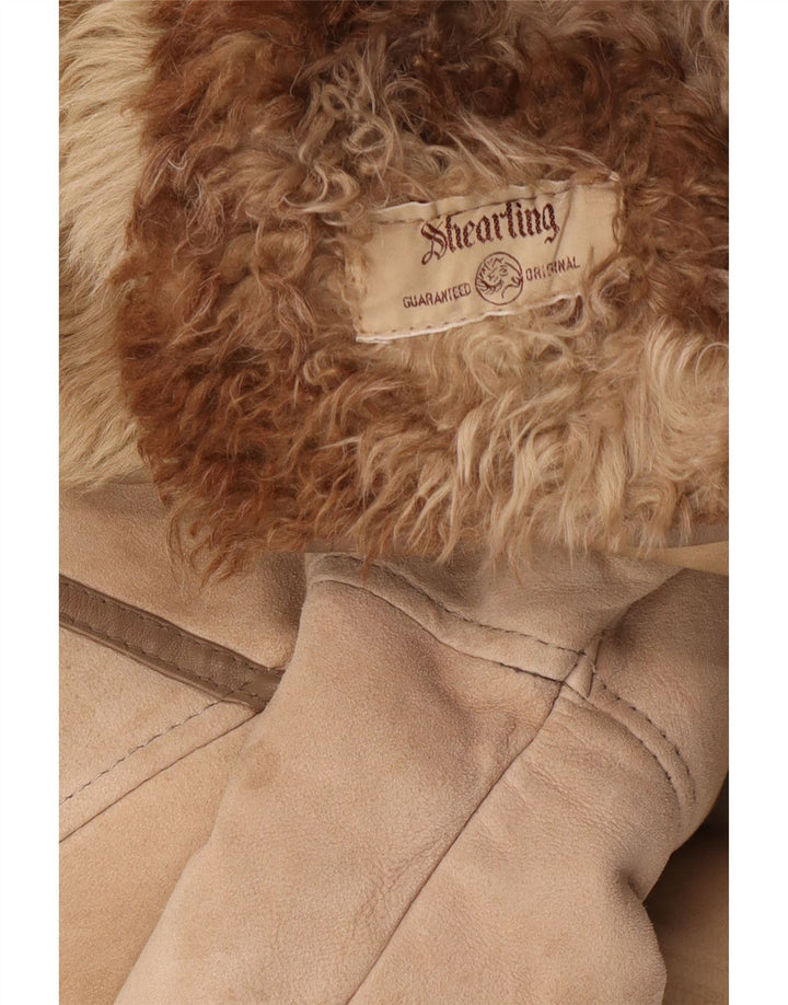 Vintage Damen Lammfellmantel UK 14 Mittelbraunes Lammfell