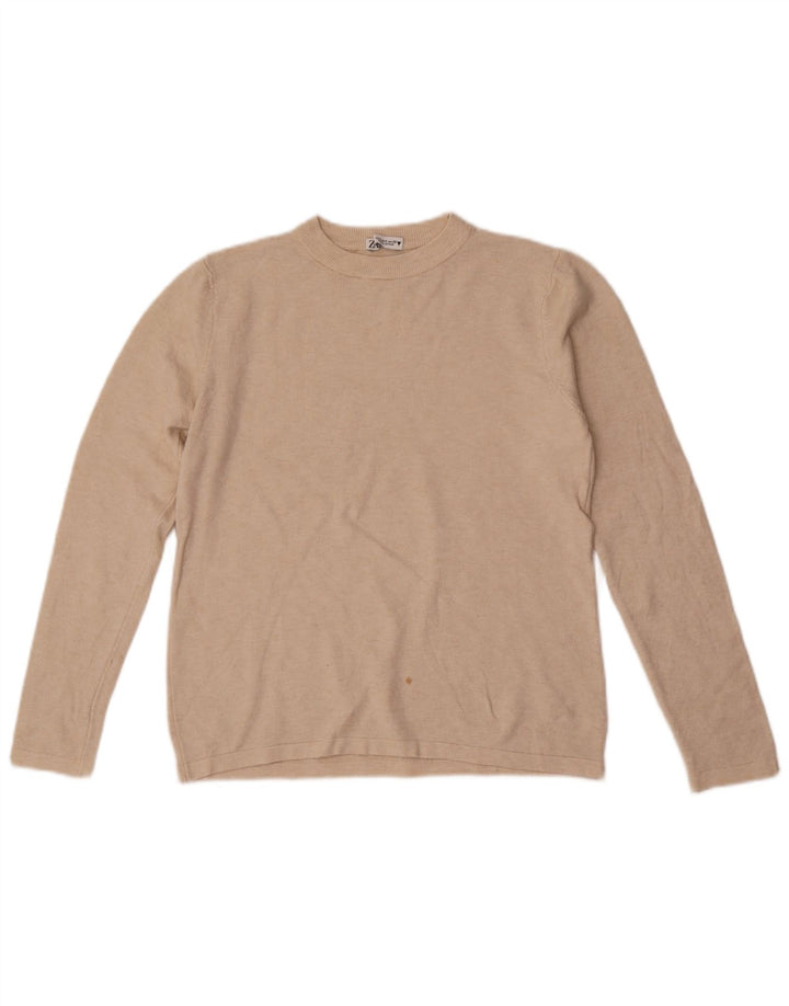 Zara Damen-Pullover mit Rundhalsausschnitt, Gr. 10, Größe S, gebrochenes Weiß