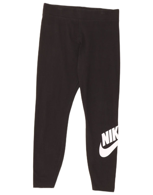 Nike Womens Crop Graphic Leggings UK 16 Große schwarze Baumwolle