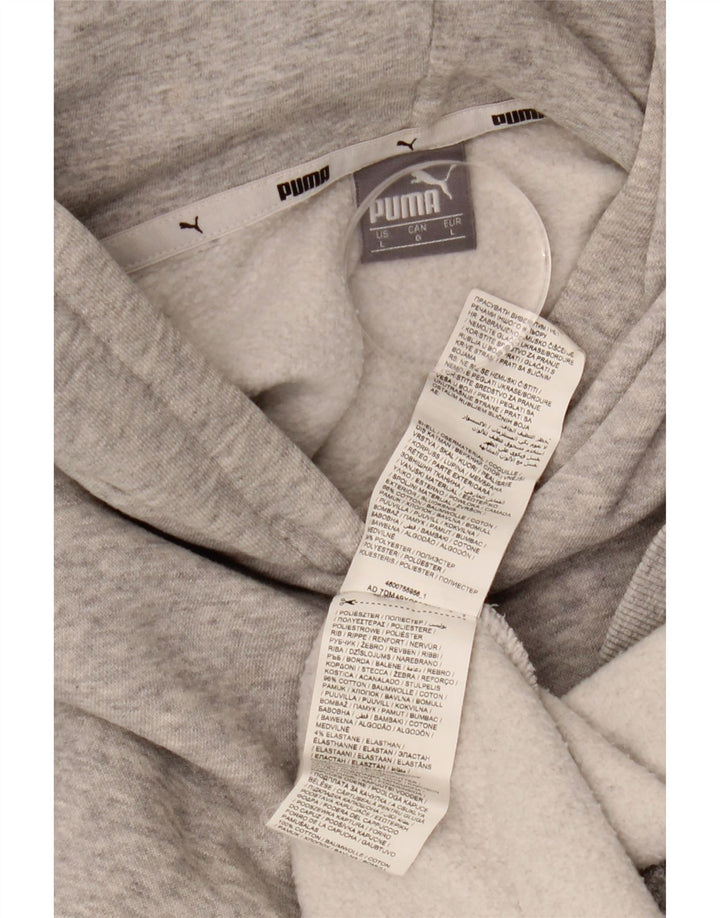 PUMA Womens Graphic Oversized Hoodie Pullover UK 16 Large Graue Baumwolle