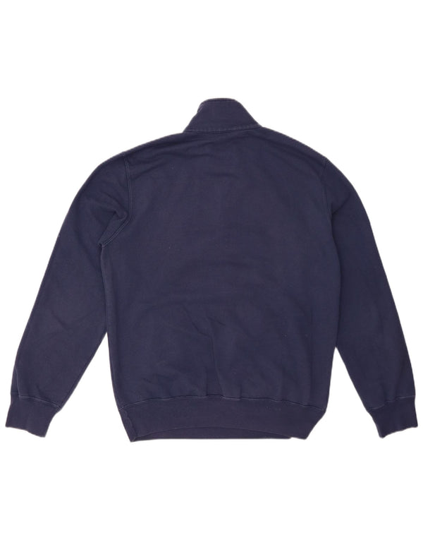 CHAMPION Mens Zip Neck Sweatshirt Jumper Small Navy Blue Polyester
