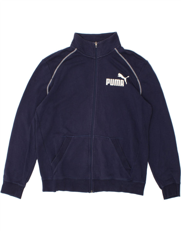 PUMA Mens Graphic Tracksuit Top Jacket Large Navy Blue Cotton Vintage Puma and Second-Hand Puma from Messina Hembry 