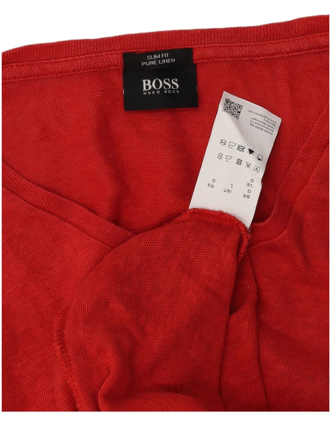 Hugo Boss Herren-Sweatshirt mit schmaler Passform, großes rotes Leinen