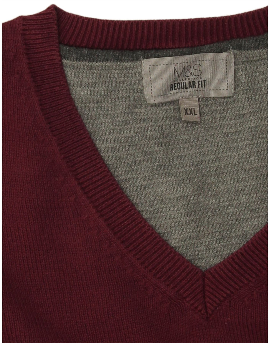 Marks & Spencer Herren-Pullover, reguläre Passform, V-Ausschnitt, 2XL, kastanienbraun, Baumwolle